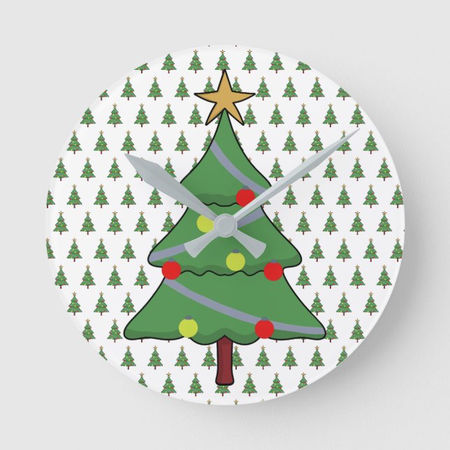 Adorable Weihnachtsbaum Runde Wanduhr (Vorderseite)