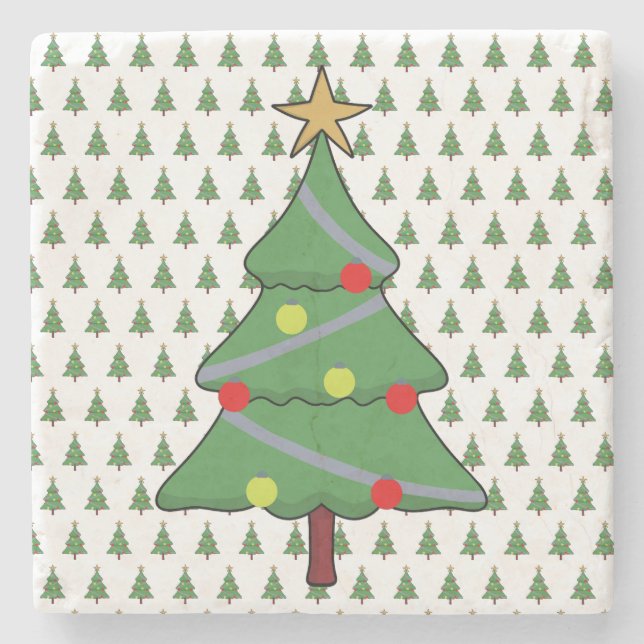 Adorable Weihnachtsbaum Steinuntersetzer (Vorderseite)