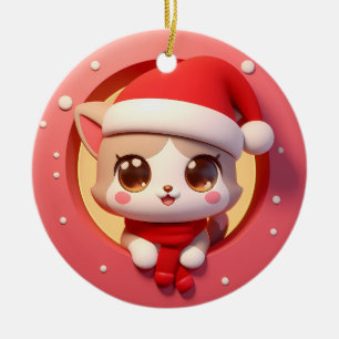 Adorable Weihnachtsferien Kitten Burning Out Keramik Ornament