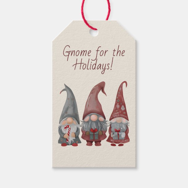 Adorable Weihnachtsgnomen mit Holiday Cheer Geschenkanhänger (Vorderseite)