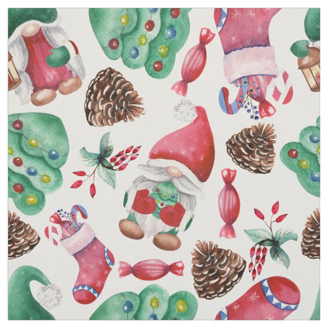 Adorable Weihnachtsgnomen Stoff (Muster)