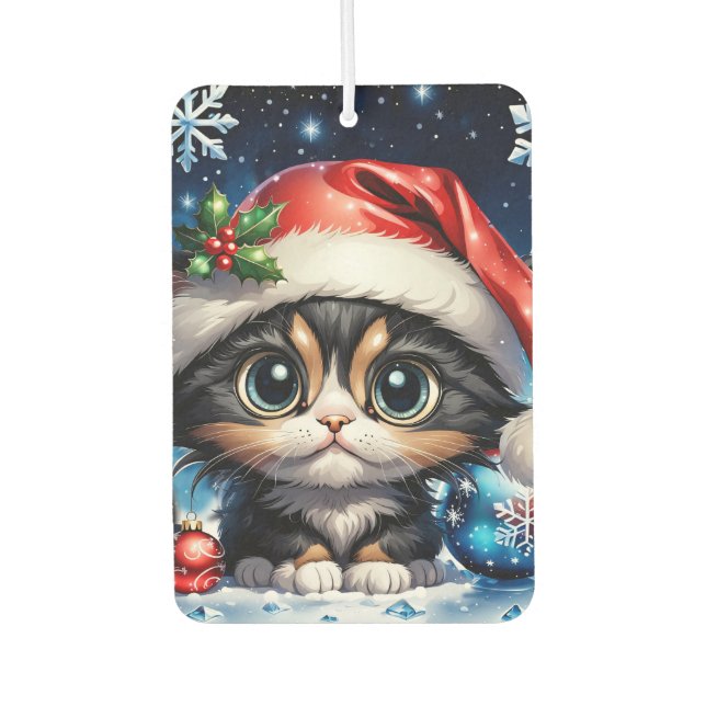 Adorable Weihnachtskätzchen. Autolufterfrischer (Vorderseite)