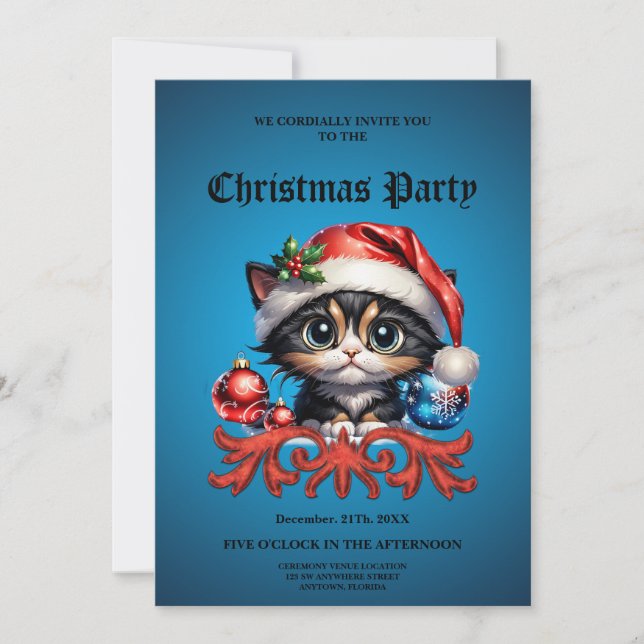 Adorable Weihnachtskätzchen. Einladung (Vorderseite)