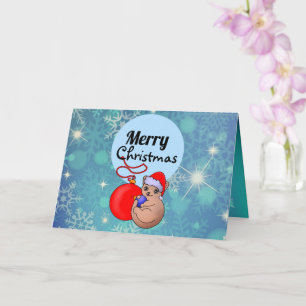 Adorable Weihnachtskatze in Snowy Weihnachtsmannmü Karte