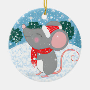 Adorable Weihnachtsmäuse Keramik Ornament