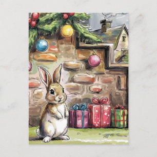 Adorable Weihnachtsrabbit Postkarte