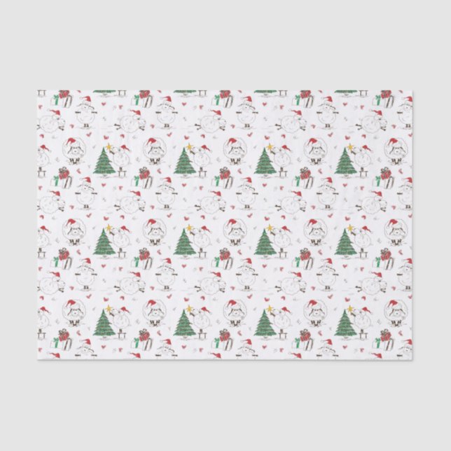 Adorable Weihnachtsschaf Seidenpapier (Vorderseite)