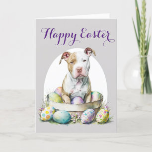 Adorable Welpe in einem Osterkorb Feiertagskarte