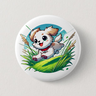 Adorable Welpe spielend Button