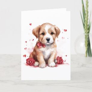 Adorable Welpenvalentinstag Karte