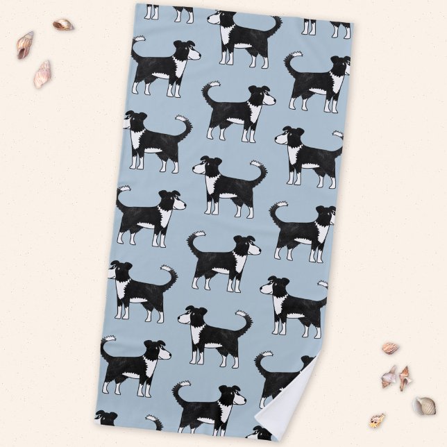Adorable Welsh Border Collie Sheep Dog Muster Strandtuch (Welsh Border Collie Sheepdogd dog pattern beach towel)