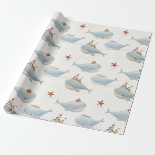 Adorable Whale Baby Dusche Geschenkpapier