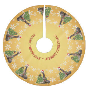 Adorable Whimsical Christmas Giraffen Polyester Weihnachtsbaumdecke