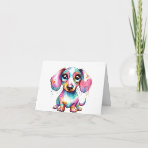 Adorable Whimsical Dackel Puppy Card Karte