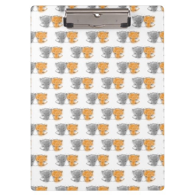 Adorable Whimsical Kittens Orange und Grau Klemmbrett (Vorderseite)