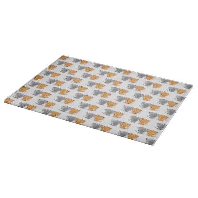 Adorable Whimsical Kittens Orange und Grau Schneidebrett (Ecke)