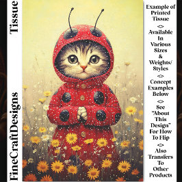 Adorable Whimsical Ladybug Kitten DA5F Decoupage Seidenpapier