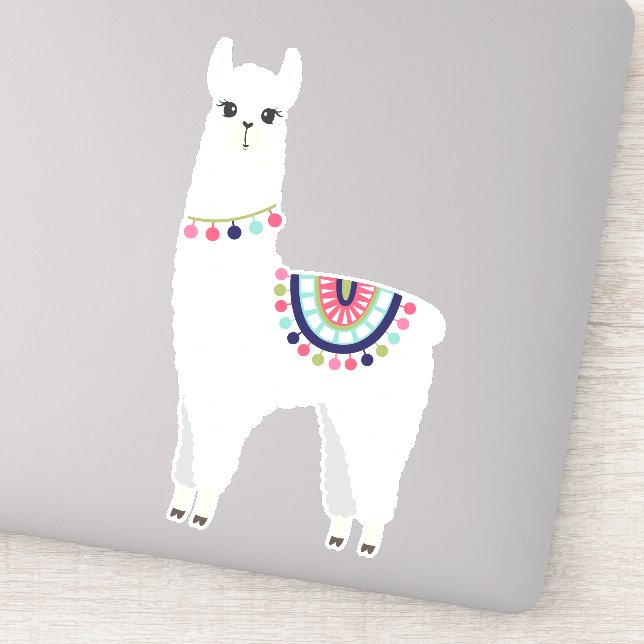 Adorable White Alpaca Aufkleber (Detail)