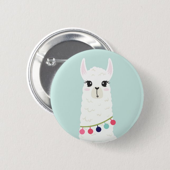 Adorable White Alpaca Button (Vorne & Hinten)