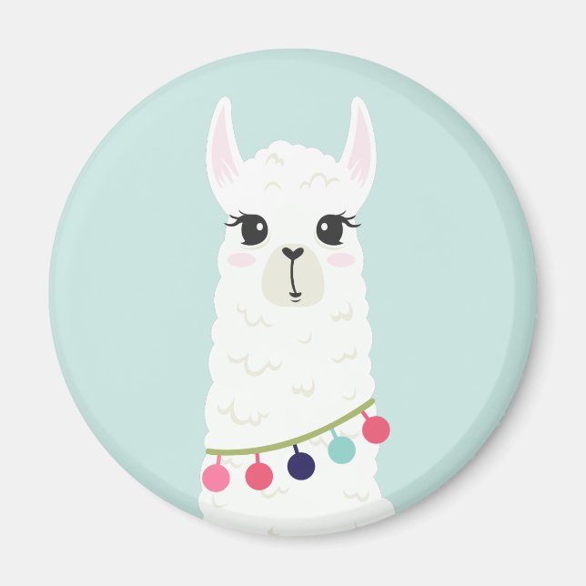 Adorable White Alpaca Magnet (Vorne)
