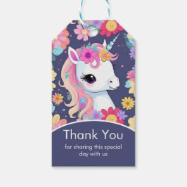 Adorable White Baby Unicoron mit Blume Geschenkanhänger