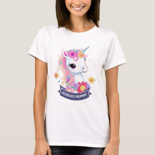 Adorable White Baby Unicoron mit Blume T-Shirt