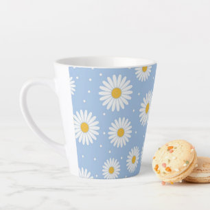 Adorable White Daisy Blue Latte Tasse! Milchtasse