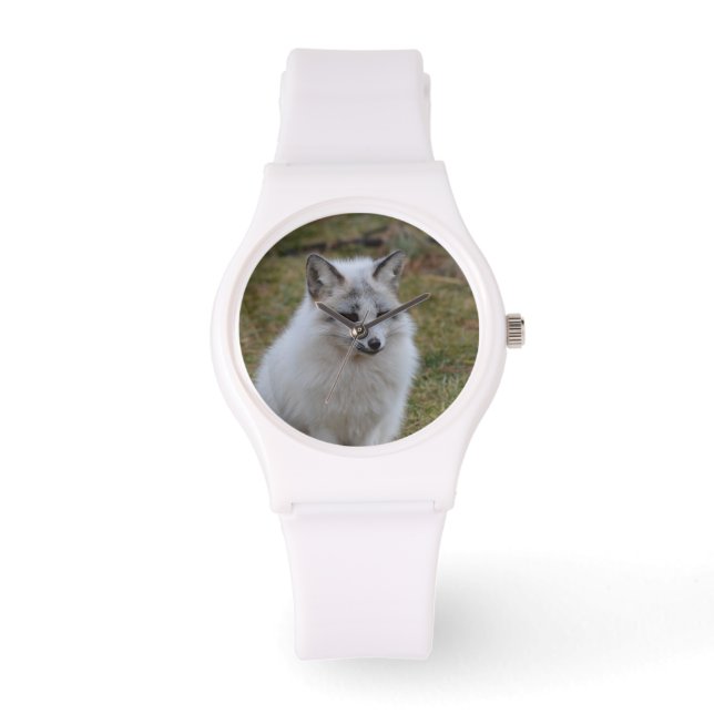 Adorable White Fox Armbanduhr (Vorderseite)