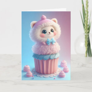 Adorable White Kitten Backkuchen Leere Karte