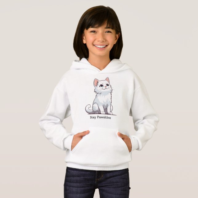 Adorable White Kitten Hoodie (Vorne ganz)
