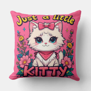 Adorable White Kitten Illustration Kissen