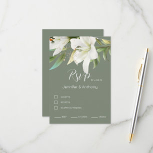 Adorable White Lilies RSVP Karte
