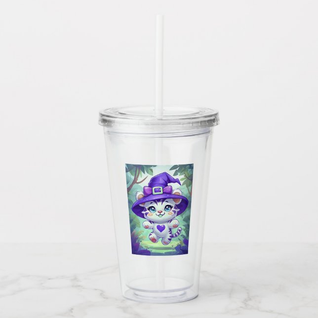 Adorable White Tiger Witze Tumbler Acryltrinkbecher (Vorderseite)
