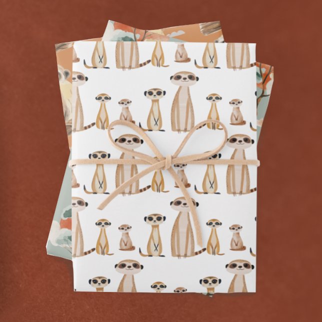 Adorable Wild Safari Meerkat Geburtstag Geschenkpapier Set (Von Creator hochgeladen)