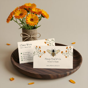 Adorable Wildblume Vintag Honey Bee Floral Visitenkarte