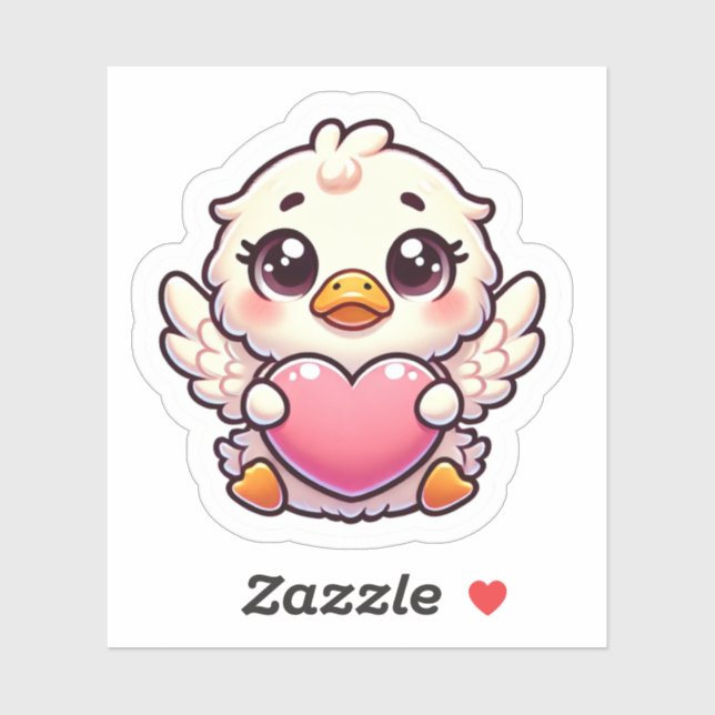 Adorable Winged Duckling mit Liebe Herz Aufkleber (Blatt)
