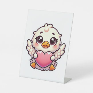 Adorable Winged Duckling mit Liebe Herz Sockelschild