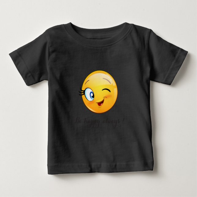 Adorable Winking Emoji Face-Sei immer glücklich Baby T-shirt (Vorderseite)