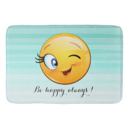 Adorable Winking Emoji Face-Sei immer glücklich Badematte