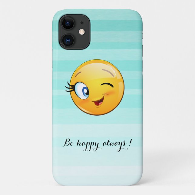 Adorable Winking Emoji Face-Sei immer glücklich Case-Mate iPhone Hülle (Rückseite)
