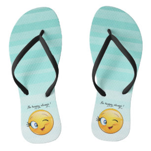 Adorable Winking Emoji Face-Sei immer glücklich Flip Flops