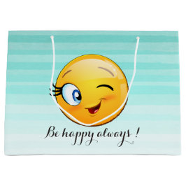 Adorable Winking Emoji Face-Sei immer glücklich Große Geschenktüte