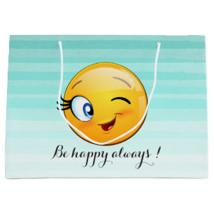 Adorable Winking Emoji Face-Sei immer glücklich Große Geschenktüte
