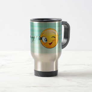 Adorable Winking Emoji Face-Sei immer glücklich Reisebecher