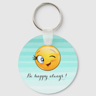 Adorable Winking Emoji Face-Sei immer glücklich Schlüsselanhänger