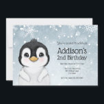 Adorable Winter Penguin Birthday invitation Einladung<br><div class="desc">Birthday invitation featuring an adorable watercolor penguin. Personalize with your information or click "click to customize further" to adjust font type,  size,  color.</div>