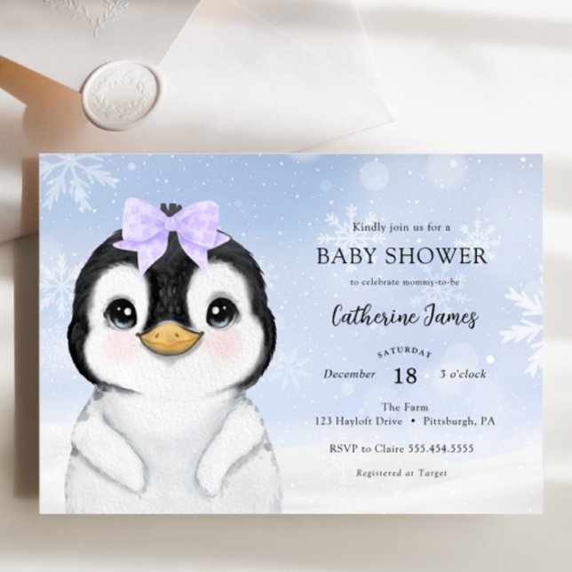 Adorable Winter Pinguin Baby Dusche Einladung (Von Creator hochgeladen)