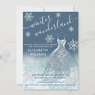 Adorable Winter Wunderland Glitzer ombre Süß 16 Einladung