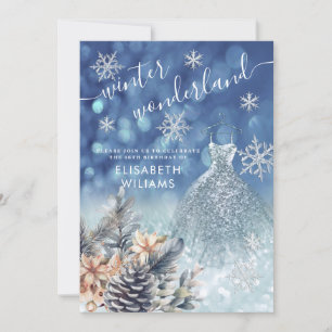 Adorable Winter Wunderland Glitzer ombre Süß 16 Einladung