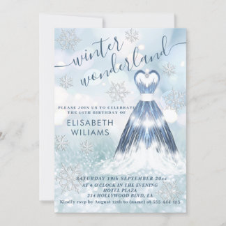 Adorable Winter Wunderland Glitzer ombre Süß 16 Einladung